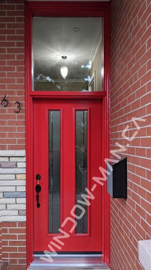 brick house red door single in bright red with ashbourne full stained glass with transom