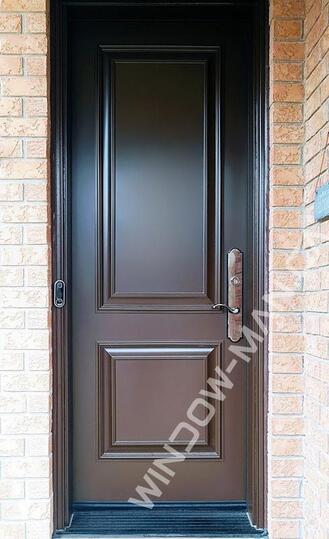 brown steel front door single in chestnut brown with 3 point lock executive panels, 8 foot, 96 inch