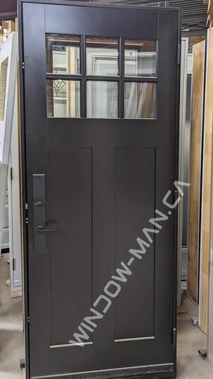 craftsman door fiberglass single in black small glass with grilles with 3 point locking system
