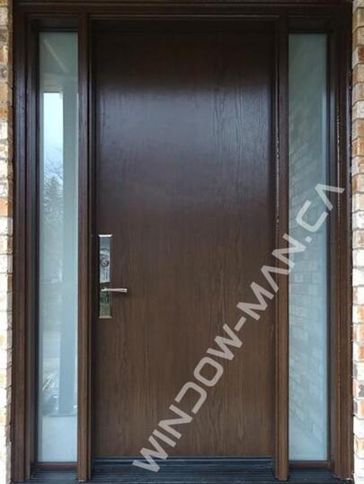 door sidelights fiberglass stained in walnut with 3 point locking system oak grain, 8ft, 96in