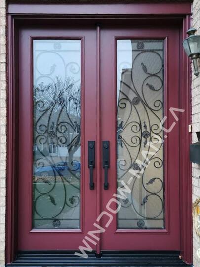 exterior doors for homes double in burgundy with campbellsford full wrought iron glass 8 foot, 96 inch