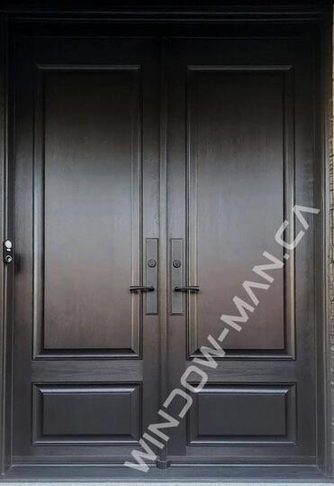 fiberglass doors exterior double stained in black mahogany with three point lock 8 foot, 96 inch