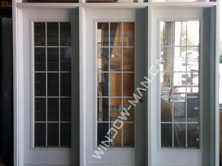 french backyard doors with sidelights in white full glass with grilles with transom triple