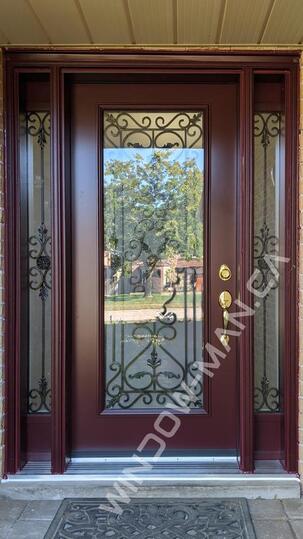houses with red doors with sidelights in burgundy with port stanly full wrought iron glass