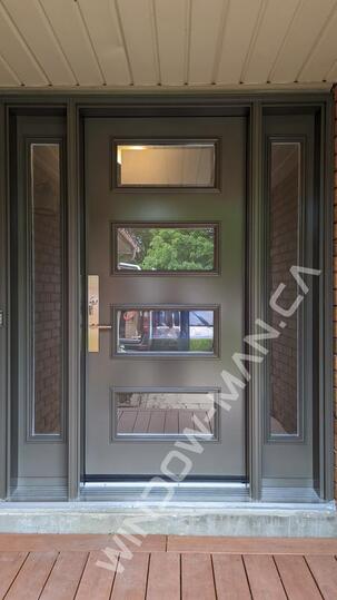 modern front door with sidelights in sable shaker clear border obscure glass with 3 point lock