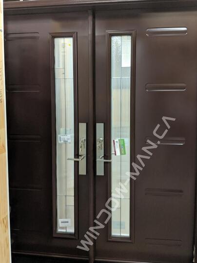 modern front doors with glass double in nutmeg with newcastle full stained glass with 3 point lock