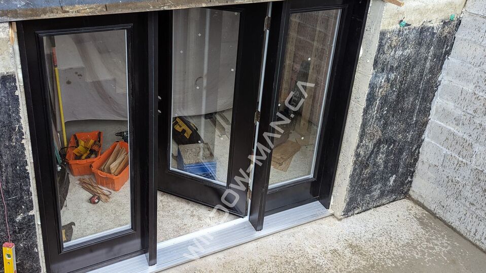 patio french doors with sidelights in black full clear glass basement, triple door, wide sidelight