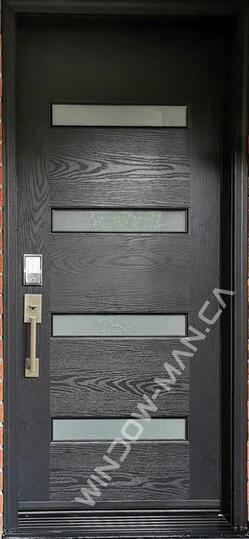 solid wood front entry doors fiberglass single in dark oak shaker obscure glass oak grain