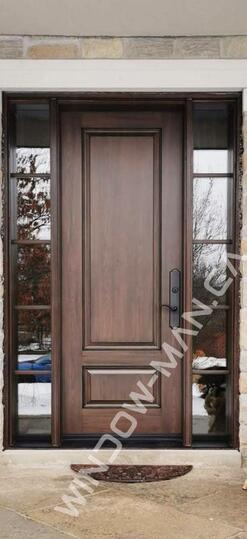wooden front doors fiberglass with sidelights stained in brown oak sdl glass with multi point locking system 8-ft, 96-in